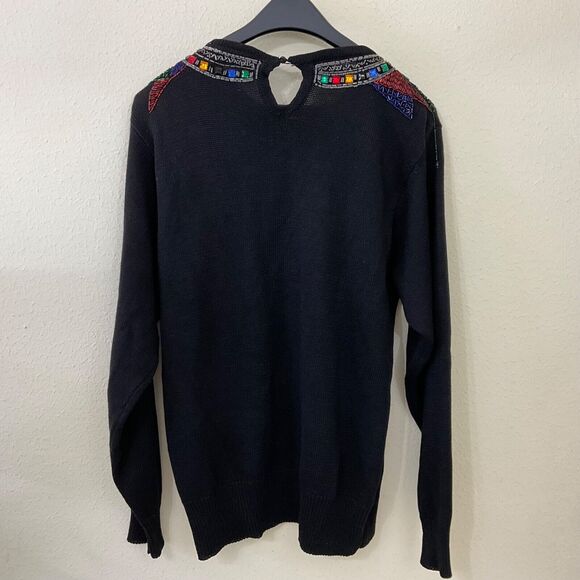 Vintage Lindsey Blake Sweater women size L w Embellished jewel tone beading. - Picture 3 of 6